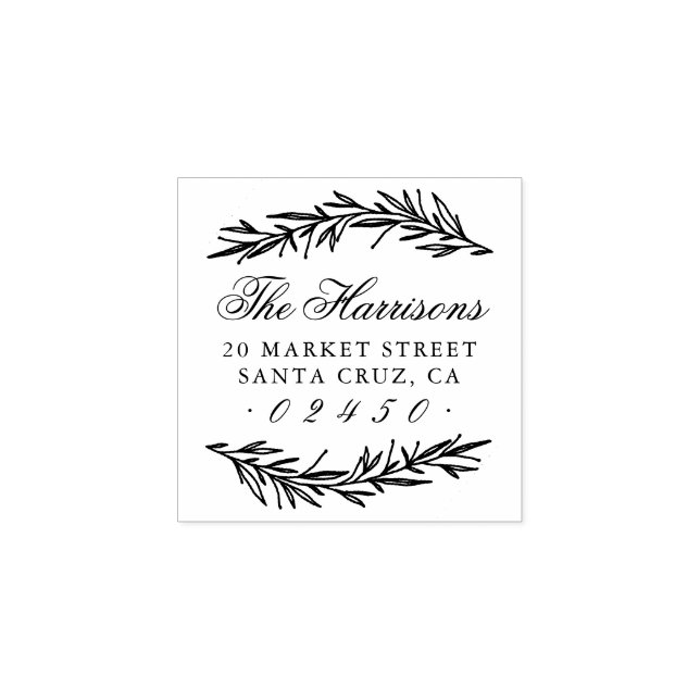 Carimbo De Borracha Nome do Script Elegante Endereço de Retorno Botâni (Impressão)