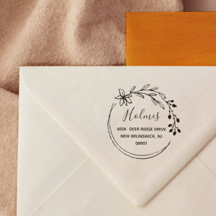 Carimbo De Borracha Nome e endereço da soleira do Berry Flower desenha