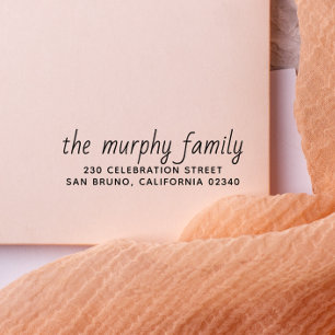 Carimbo De Borracha Nome e endereço de devolução da família DIY simple