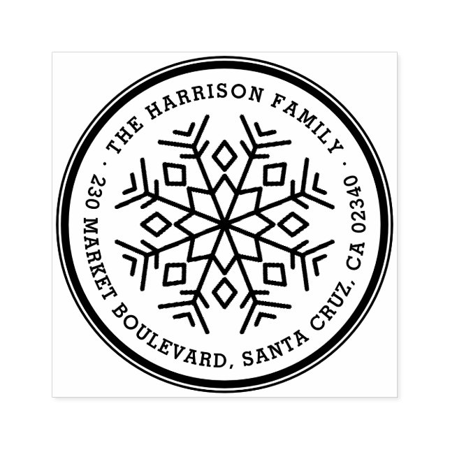 Carimbo De Borracha Nome e endereço de devolução da família Floco de n (Impressão)