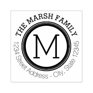 Carimbo De Borracha Nome e endereço de devolução do anel monograma sim