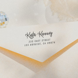 Carimbo De Borracha Nome e endereço de escrita manual moderna