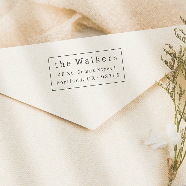 Carimbo De Borracha Nome e endereço de quadro simples clássico (Stamp Mock-up)