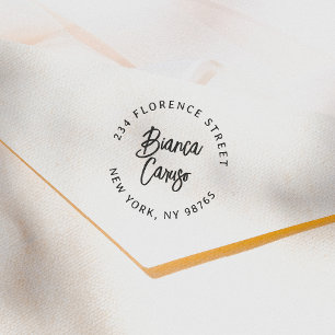 Carimbo De Borracha Nome em Letreiro de Script em Negrito Endereço de 