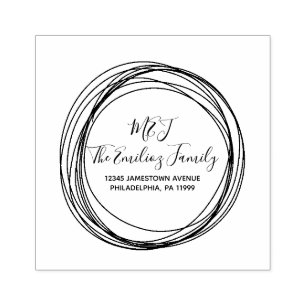 Carimbo De Borracha Nome Monograma da Família Anel de Script Negrito E