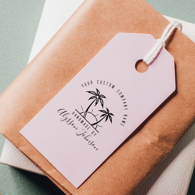 Carimbo De Borracha Nome Personalizado da Árvore de Palmas Tropical Mo (Criador carregado)