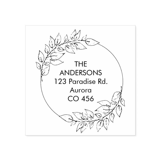 Carimbo De Borracha Nome Personalizado da Família com Folhagem (Impressão)