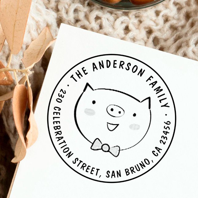 Carimbo De Borracha Nome Personalizado da Família do Porco Cujo Nome A (Criador carregado)