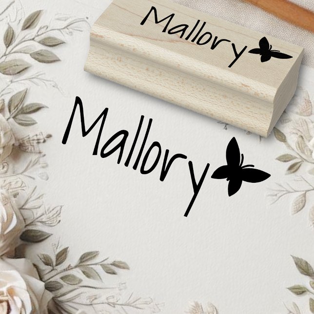 Carimbo De Borracha Nome Personalizado de Borboleta Simples de Cute Pe (Criador carregado)