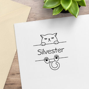 Carimbo De Borracha Nome Personalizado De Gato Com Temperatura Incorre