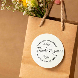 Carimbo De Borracha Nome Personalizado de Script Moderno Round Obrigad