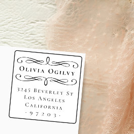 Carimbo De Borracha Nome Personalizado de Tipografia Clássica Endereço