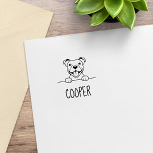Carimbo De Borracha Nome Personalizado do Cão-Touro Sorridente