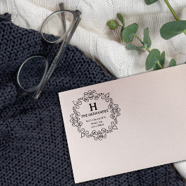 Carimbo De Borracha Nome Personalizado do Monograma Moderno Endereço d