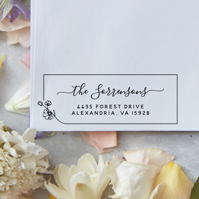 Carimbo De Borracha Nome Personalizado e Endereço de Retorno do Quadro (Rubber Stamp Mock-up)