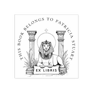 Carimbo De Borracha Nome Personalizado Esfinge Egípcio Ex Libris Stamp