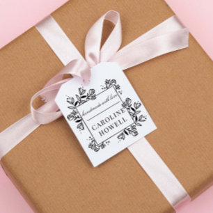 Carimbo De Borracha Nome Personalizado Floral Elegante Feito Com Amor