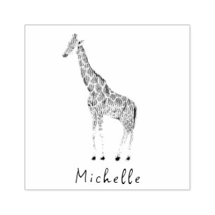 Carimbo De Borracha Nome Personalizado Safari Animal Giraffe