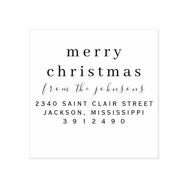 Carimbo De Borracha Nome Personalizado Simples Feliz Natal Moderno (Impressão)