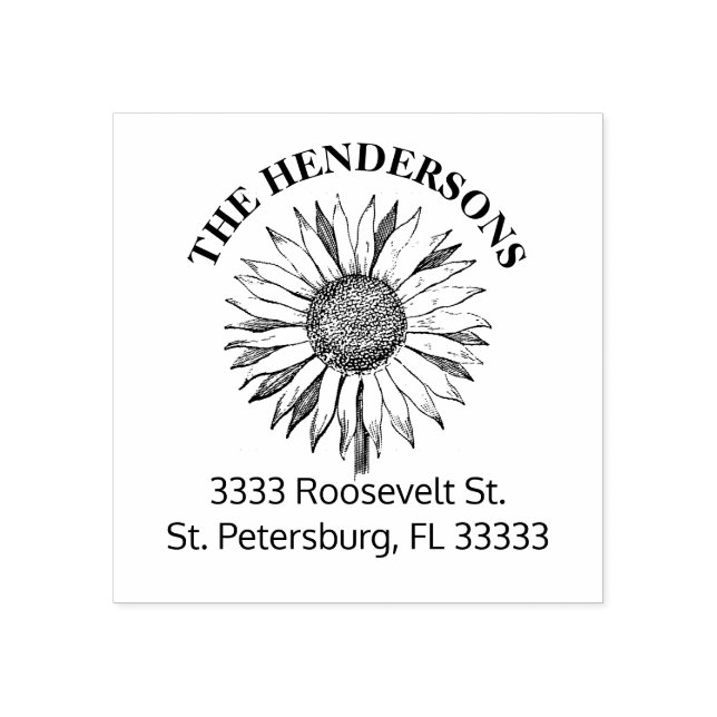 Carimbo De Borracha Nome Rustic Sunflower Family (Impressão)