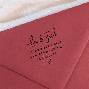 Carimbo De Borracha Nomes de Casais Retroativos do Groovy e Endereço d