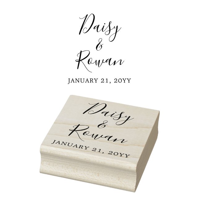 Carimbo De Borracha Nomes de Casal com Data de Casamento em Letra Eleg (Criador carregado)