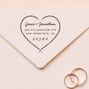 Carimbo De Borracha Nomes de Casamento Coração Coração Endereço de Dev