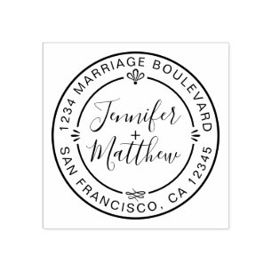 Carimbo De Borracha Nomes de Monograma de Chic Russo Redonda Endereço