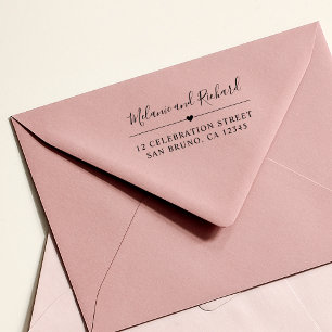 Carimbo De Borracha Nomes de Script Elegantes e Endereço de Retorno de