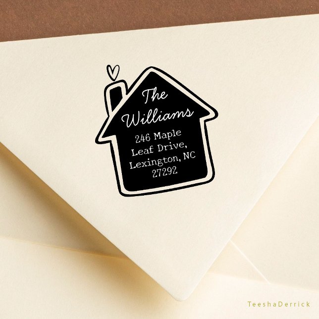 Carimbo De Borracha Nosso belo e novo endereço para devolução de anúnc (Our New House Announcement Cute Cottage Little Heart or Wedding RSVP Return Address Rubber Stamp)