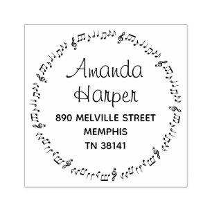 Carimbo De Borracha Notas Musicais Legais Endereço de Retorno do Músic