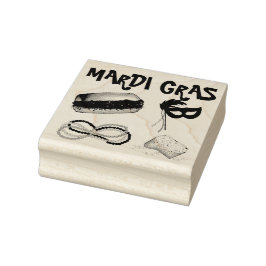 Carimbo De Borracha Novas Orleans Mardi Gras Máscaras Miçangas Beignet