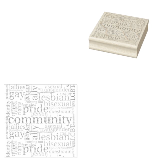 Carimbo De Borracha nuvem de palavras da comunidade LGBTQ+ arco-íris d (Carimbado)
