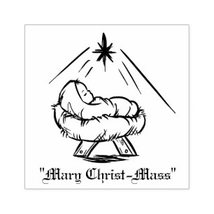 Carimbo De Borracha O bebê de Natal Jesus em Manger "Mary Cristo-Mass