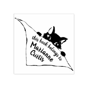 Carimbo De Borracha o bookplate Cão-orelhudo do gatinho "este livro