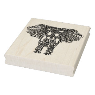 Carimbo De Borracha O Henna Mehndi decorou o elefante indiano