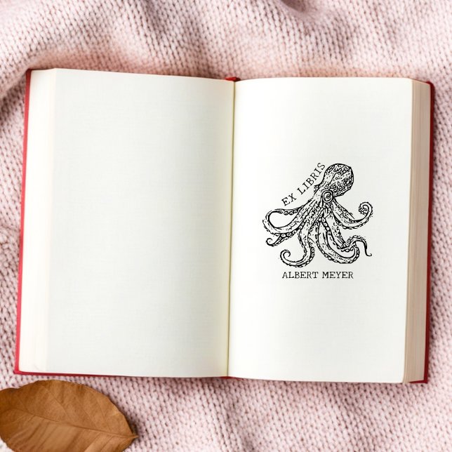 Carimbo De Borracha Octopus Ex Libris Personalizado (Criador carregado)