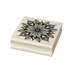 Carimbo De Borracha Olhos Psicodélicos Mandala - Padrão Floral Trippy