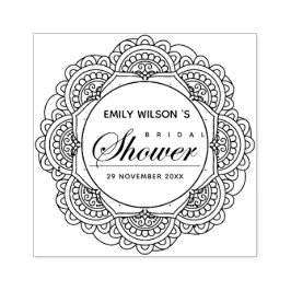 CARIMBO DE BORRACHA ORNAMENTADO CLÁSSICO MANDALA PERSONALIZADO CHÁ DE 