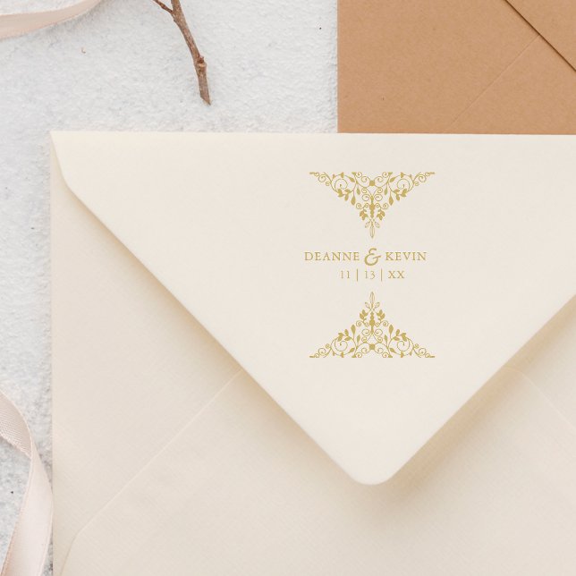 Carimbo De Borracha Ornamento de Casamento Elegante Clássico e Sofisti (Criador carregado)