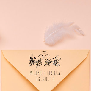 Carimbo De Borracha Os nomes desenhados mão do casal feito sob