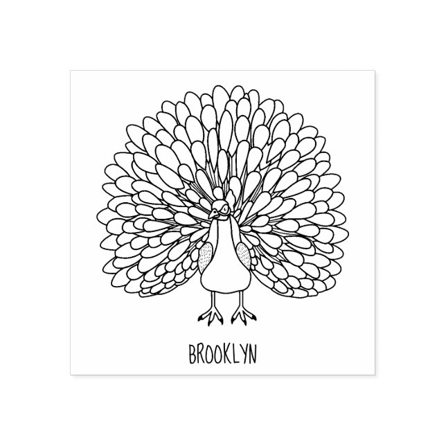 Carimbo De Borracha Ótima ilustração de pássaro pavão brilhante (Impressão)