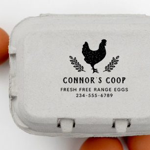 Carimbo De Borracha Ovo de Fazenda de frango Botânico Rustic