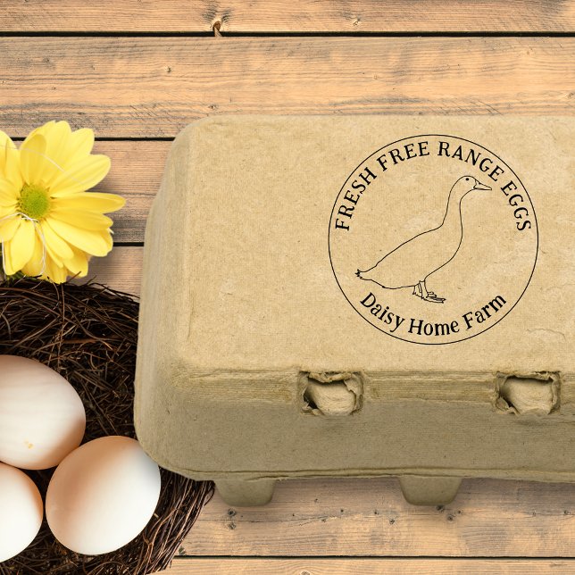 Carimbo De Borracha Ovos de Pato Negócios Simples (Fresh free range duck eggs ink stamp with personalized business name)