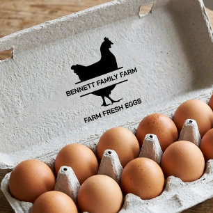 Carimbo De Borracha Ovos Frescos da Fazenda Família Monograma de Galin