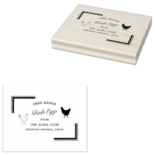 Carimbo De Borracha Ovos Frescos Farmhouse De Marca Personalizada   Em