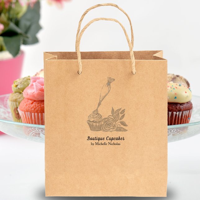 Carimbo De Borracha Padaria de Cupcake com Cobertura de Aquarela, Serv (Criador carregado)
