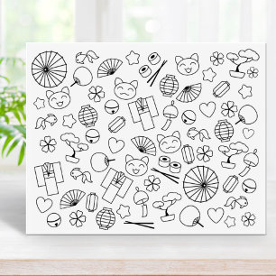 Carimbo De Borracha Página de Coloração da Cultura Kawaii do Japão