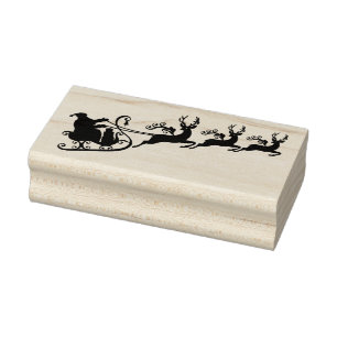 Carimbo De Borracha Papai Noel com o trenó e a rena