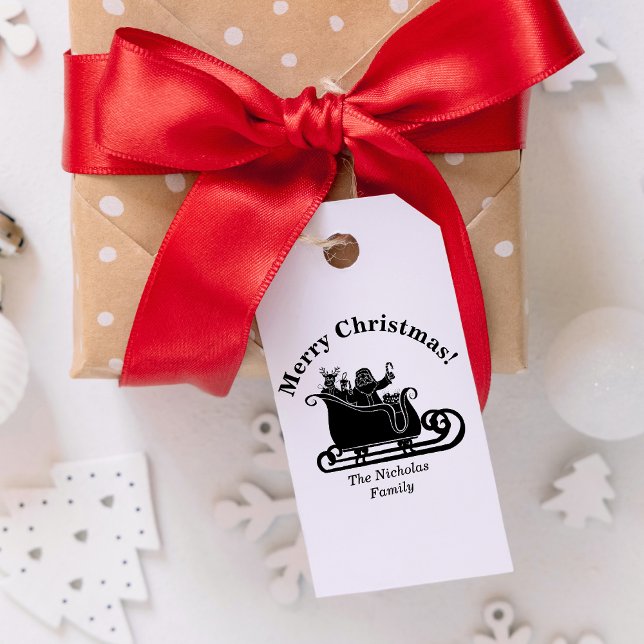 Carimbo De Borracha Papais noeis, Reindeer No Nome Da Família Sleigh C (Criador carregado)